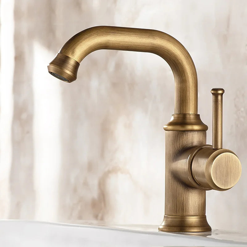 Basin Faucet Total Brass Lead Free Single Lever Hot and Cold Antique Mixer Sink Tap Bathroom Mixer
