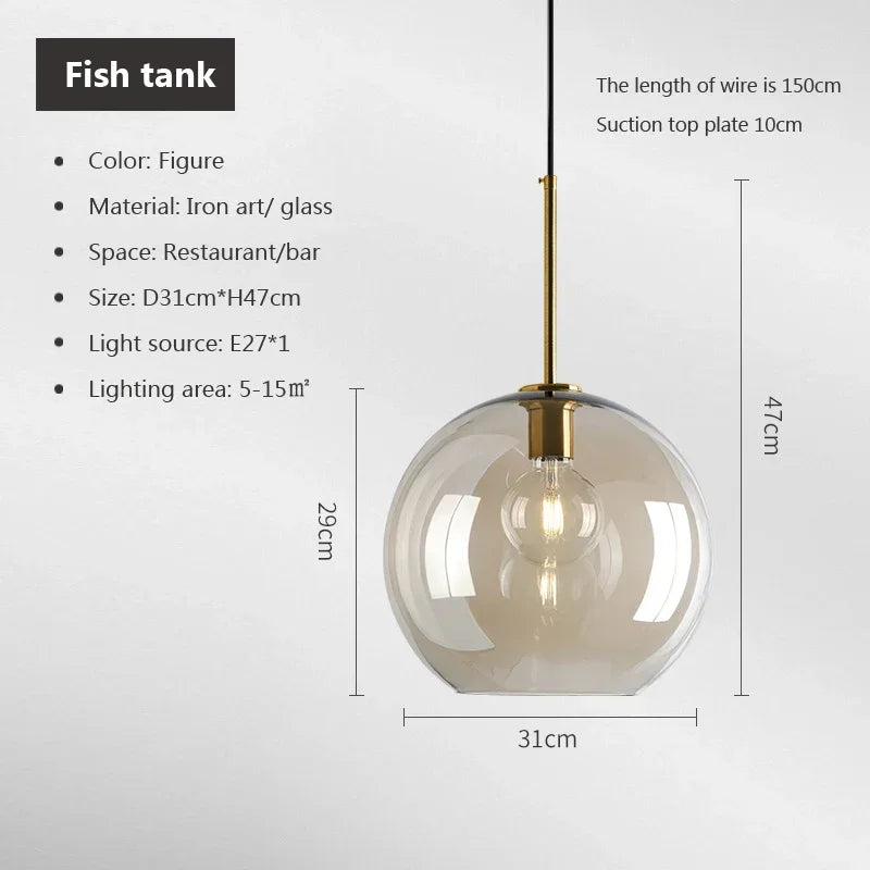 Modern Nordic hanging loft  Glass lustre Pendant Light industrial decor Lights Fixtures E27/E26 for Kitchen Restaurant Lamp