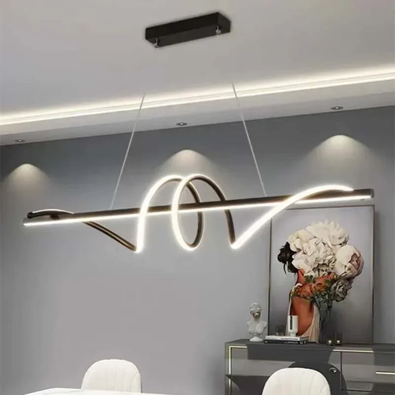 Modern Linear and LED Rope Pendant Lamp