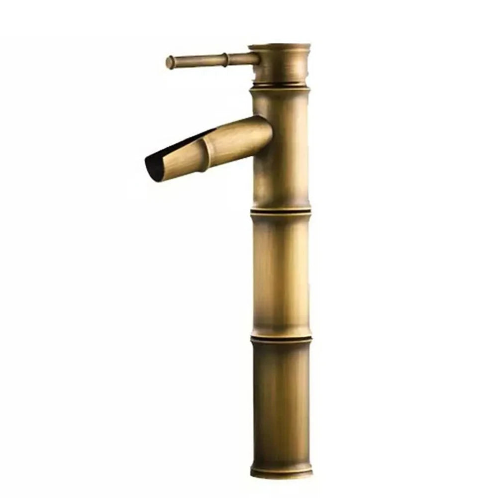 Bathroom Vanity Faucet Single Handle Hole Bathroom Sink Faucet Basin Mixer Tap Antique Brass Supply Hose Tap Hot Cold Water