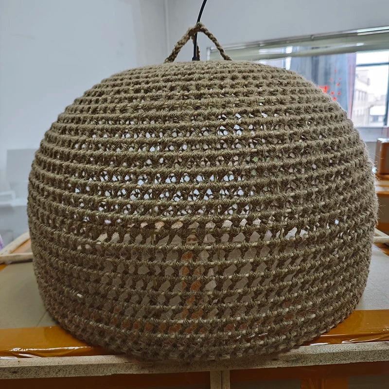Asian Style Vintage Hemp Rope Pendant Light