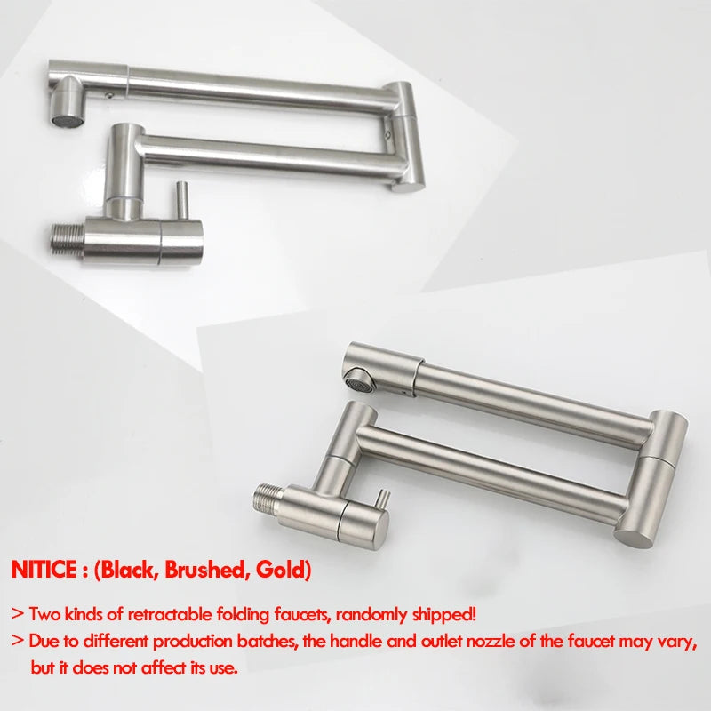 Baokemo Folding into the Wall Faucet 304 Stainless Steel Universal Rotation Faucet Kitchen Concealed Single Cold Faucet