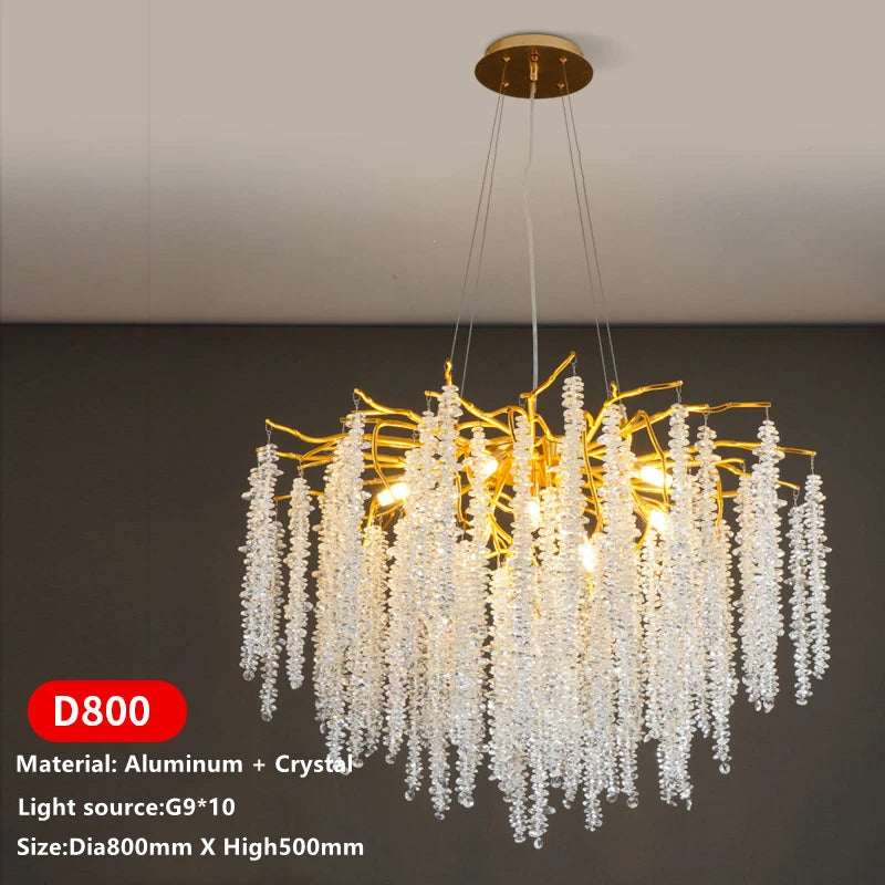 Nordic Crystal Tassel Chandelier for Living Room Hall Restaurant Decoration Luxury Ceiling Pendant Lights Indoor Lighting