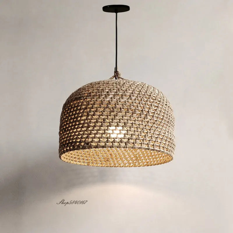 Asian Style Vintage Hemp Rope Pendant Light