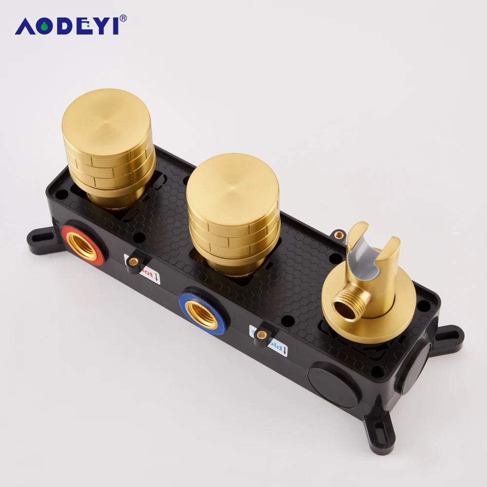 Bathroom Shower Faucet Set Black Mixer Valve Brushed Gold Solid Brass Hand Bath Tub Spout Two Ways Hot Cold Mixing Kit White