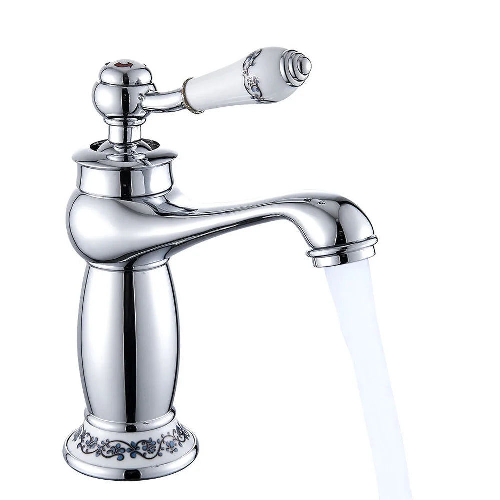 Basin Sink Faucet Mixer Faucet Single Lever Hot Cold Water Tap Brass Bath Faucet Retro Water Saving Bathroom Washbasin Taps