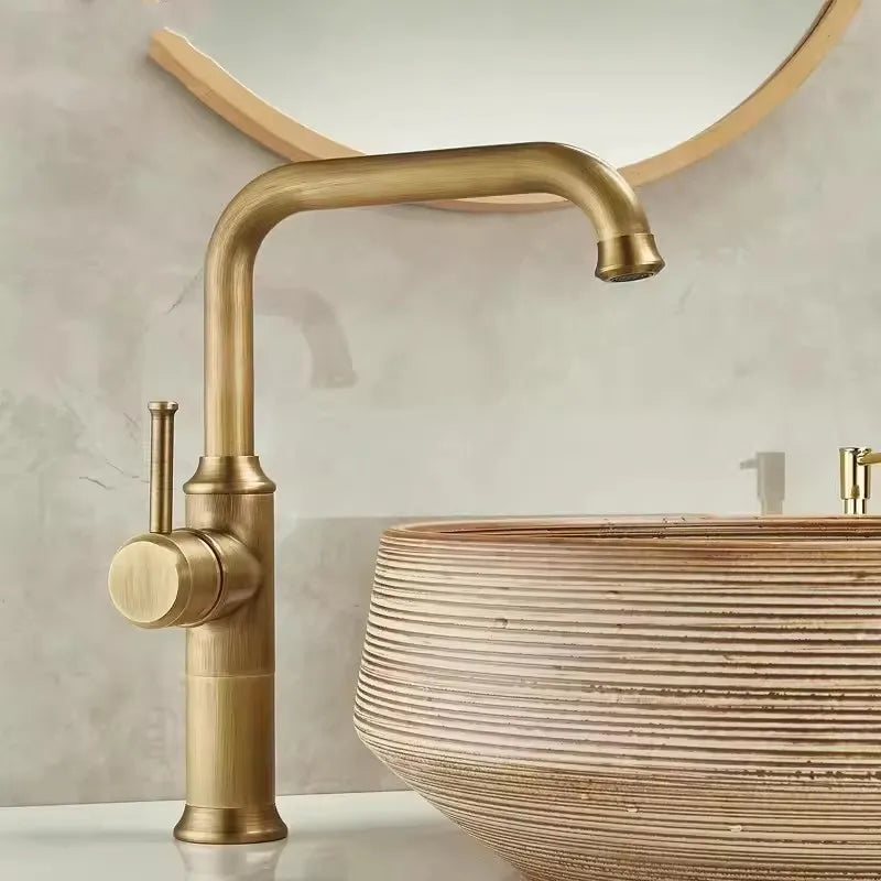 Basin Faucet Total Brass Lead Free Single Lever Hot and Cold Antique Mixer Sink Tap Bathroom Mixer