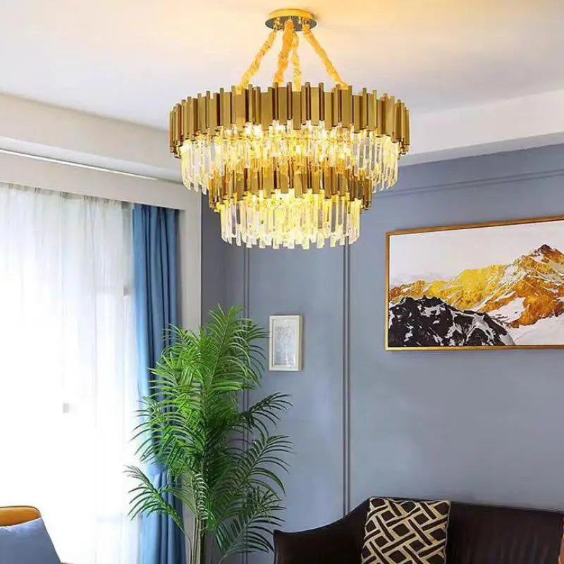 Luxury Gold Plated Crystal Led Pendant Lights