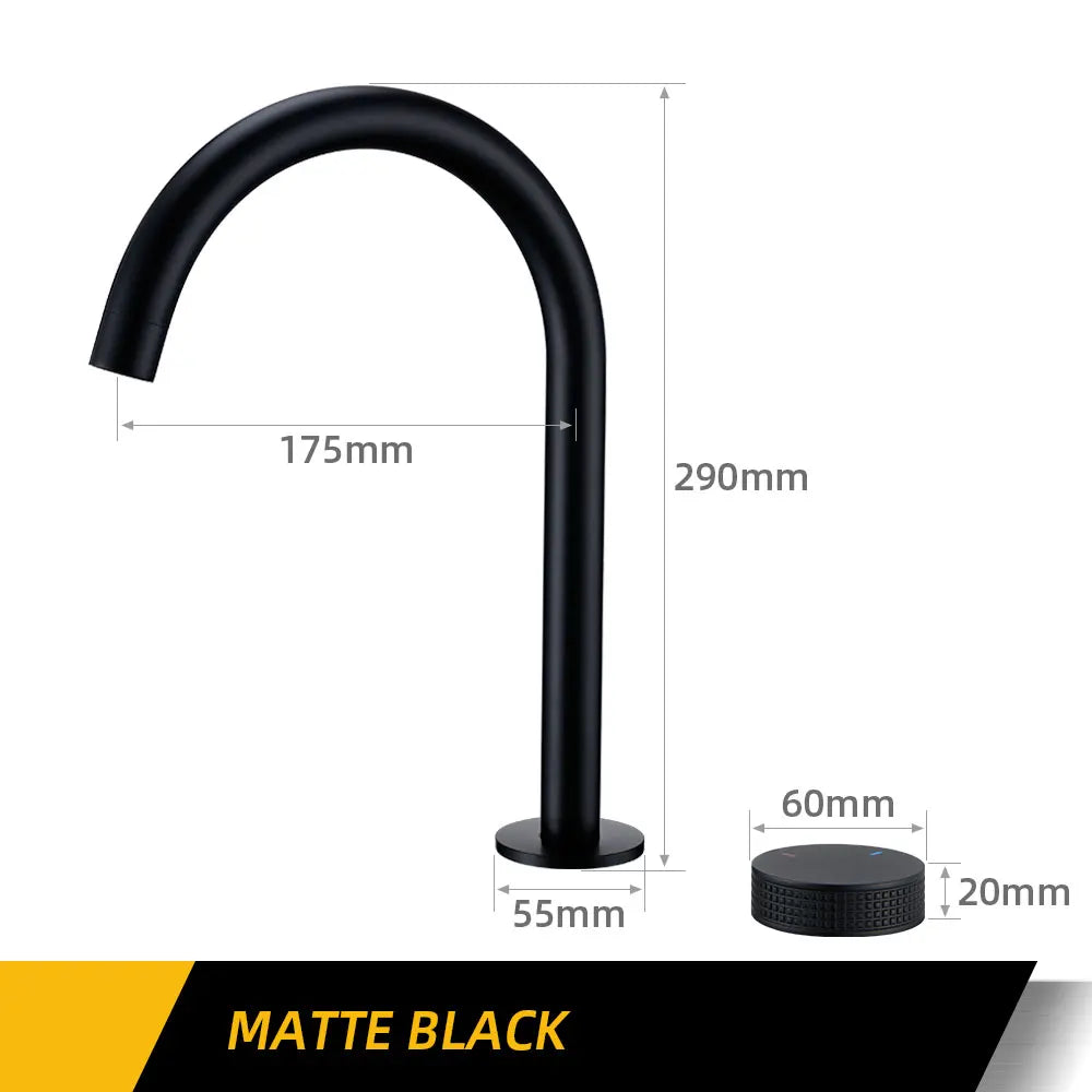 Matte Black Basin faucet  Single Knurled Knob Deck Mounted Widerspread Mixer Hot And Cold Sink Tap 2 Set Brass Restroom Mixer