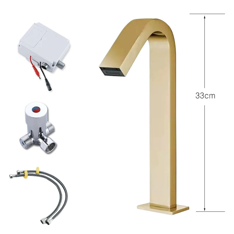 OXG Black/Chrome Smart Sensor Basin Faucet Automatic Sensor Waterfall Basin Sink Faucet Bathroom Faucet Washbasin Faucet