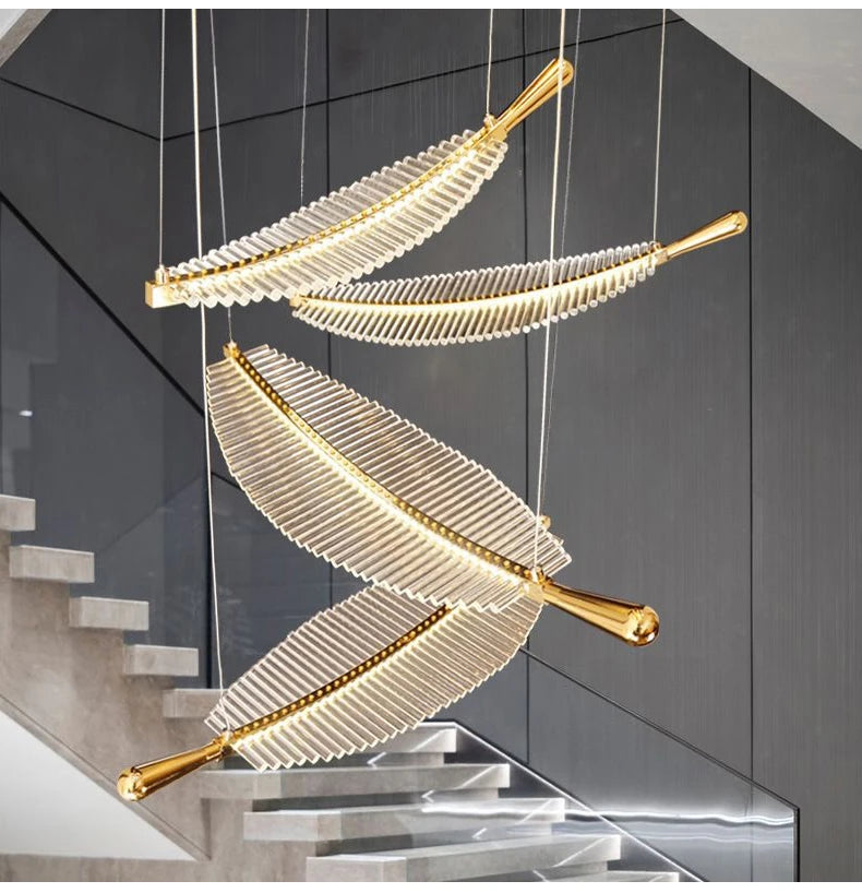 Luxury Modern Minimalist Leaf Art Chandelier