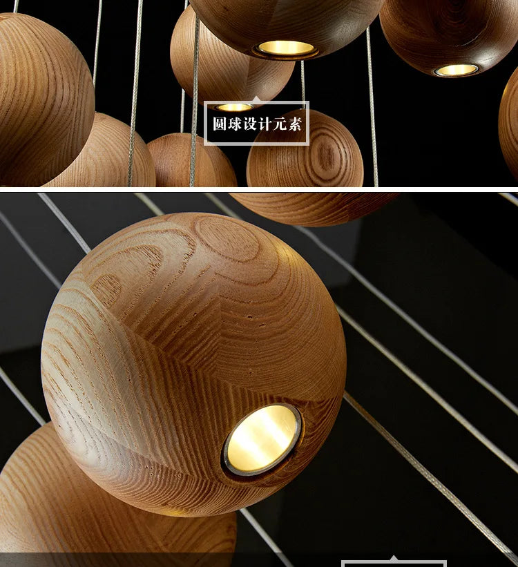 Solid Wood Creative Art Pendant Light