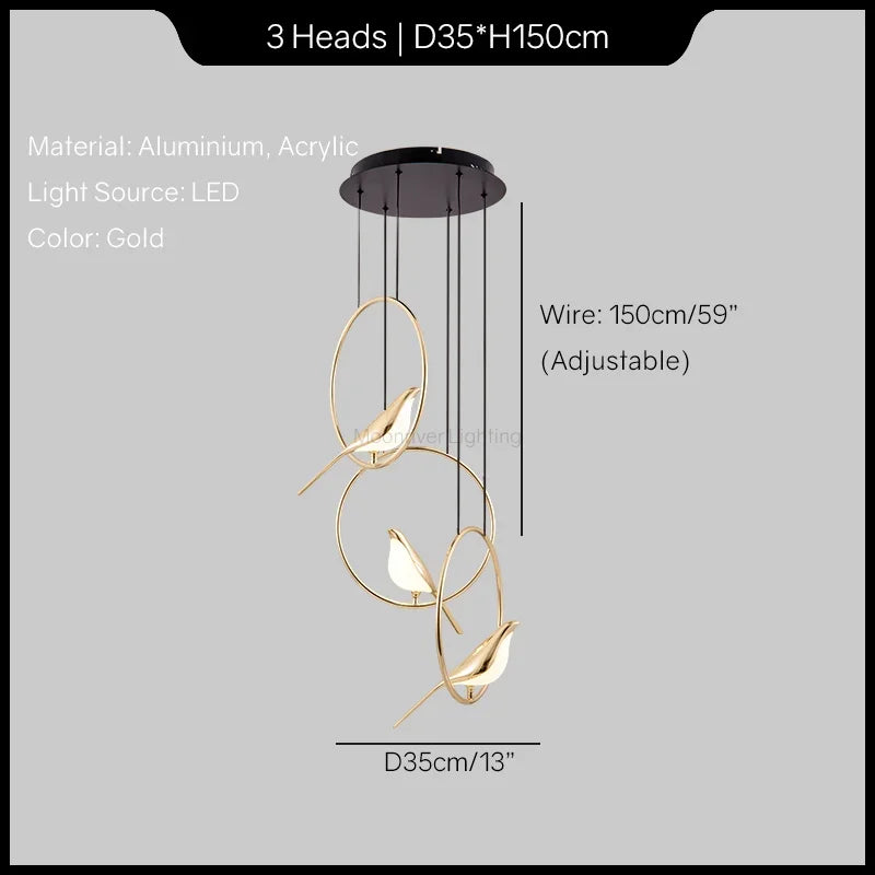Modern Magpie Bird Chandelier