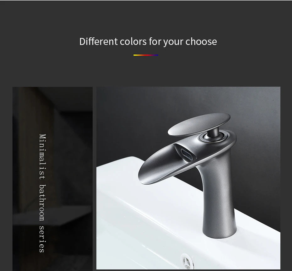 Gold Basin Faucets Waterfall Bathroom Faucet Single handle Basin Mixer Tap Bath Faucet Brass Sink Water Crane Silver 855923