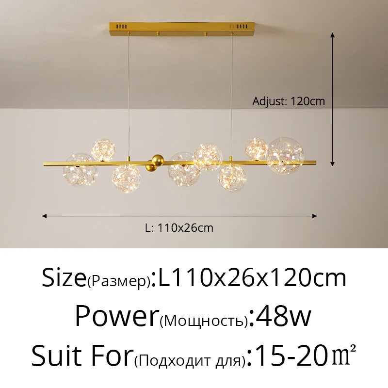 Nordic Clear Glass Ball Long LED Pendant Lamp