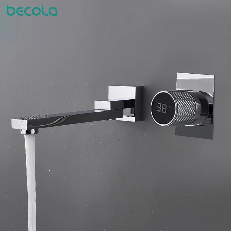 Digital display concealed in wall mounted basin, wash basin faucet  Faucet Single Handle Hot Cold Washbasin Basin Sink Faucet