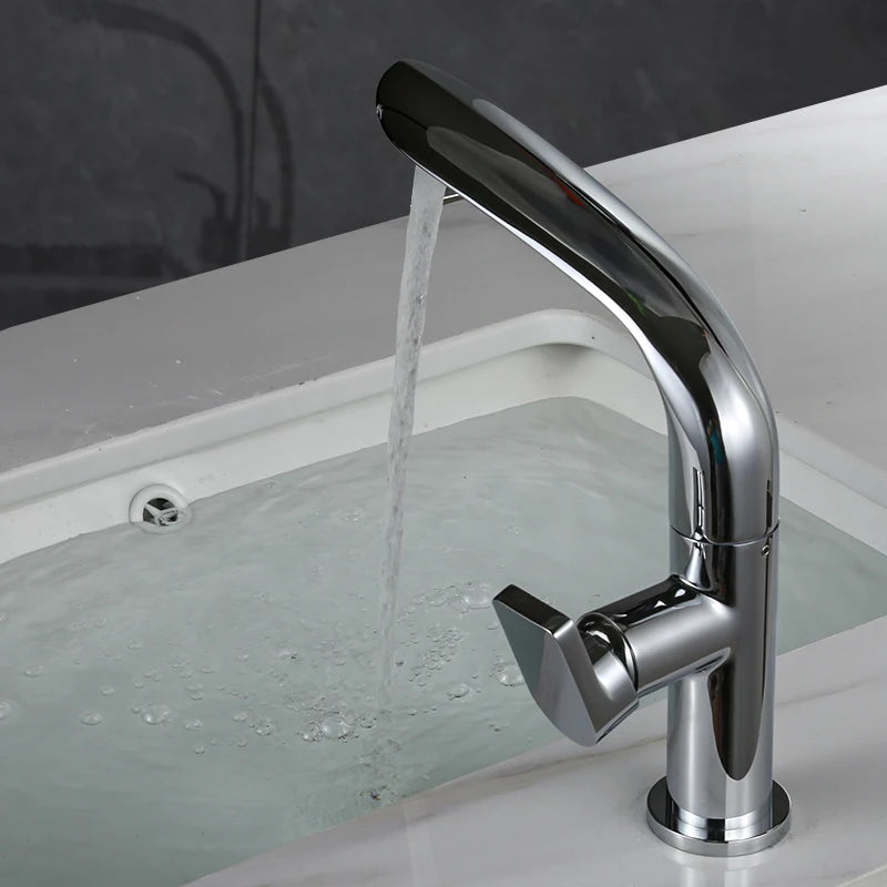 Tuqiu Brushed Gold Basin Faucet Brass Bathroom Faucet Mixer Tap Gold Wash basin Faucet Single Handle Hot & Cold Lavotory Faucet
