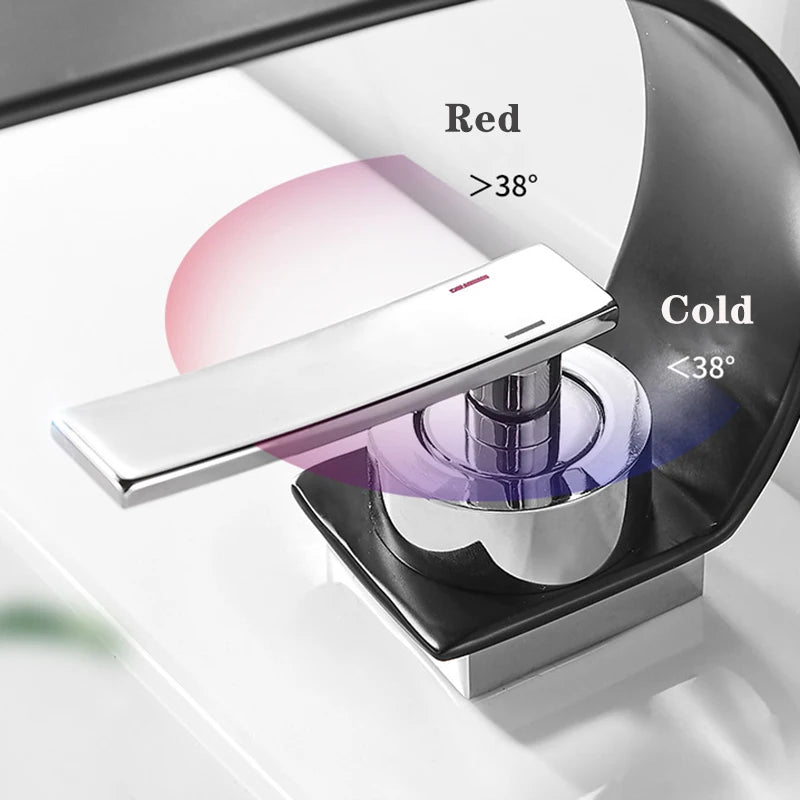 Deck Mount Waterfall Bathroom Basin Faucet