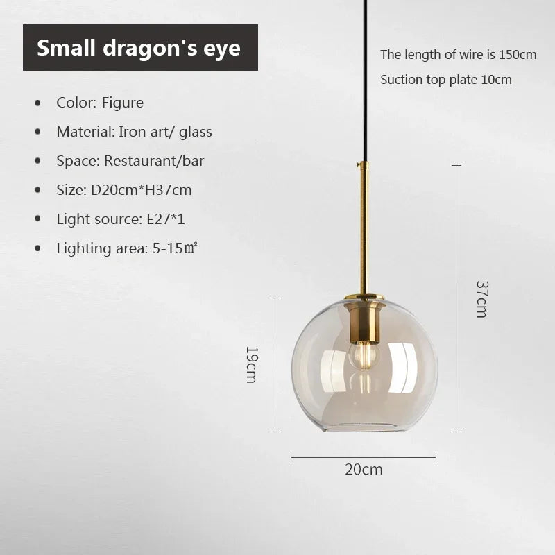 Modern Nordic hanging loft  Glass lustre Pendant Light industrial decor Lights Fixtures E27/E26 for Kitchen Restaurant Lamp