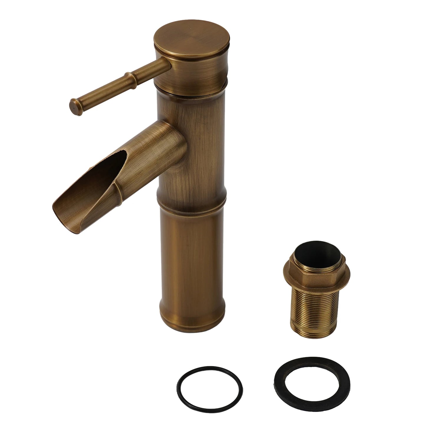 Bathroom Vanity Faucet Single Handle Hole Bathroom Sink Faucet Basin Mixer Tap Antique Brass Supply Hose Tap Hot Cold Water