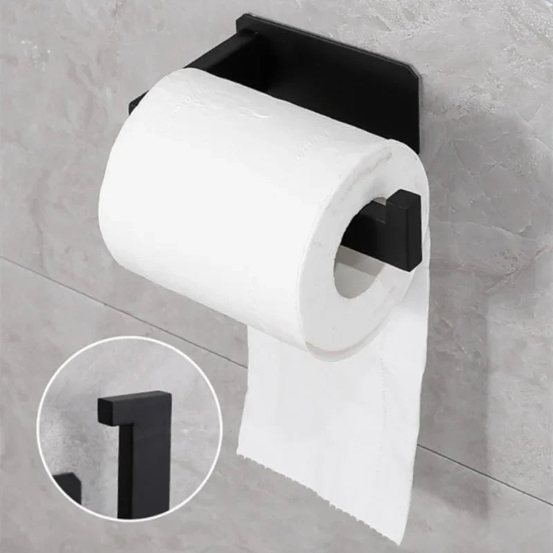 304 Stainless Steel Toilet Roll Holder no drill Self Adhesive Tissue Paper Towel Roll Dispenser Kitchen Bathroom Hardware Gold