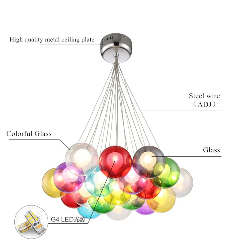 Glass Modern LED Ball Bubble Hanging Lamp