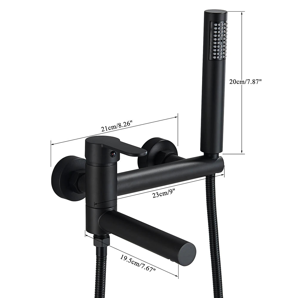 Black Waterfall Bathtub Faucet Hot Cold Water Mixer Tap Bathroom Bathtub  Faucets Wall-mounted Black Tap