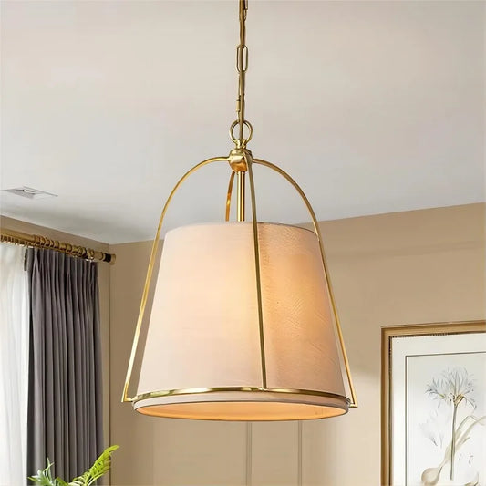American Simple Dining Room Cloth Chandelier Minimalist Restaurant Bar Creative LED Light Bedroom Cloth Study  Pendant Lamp