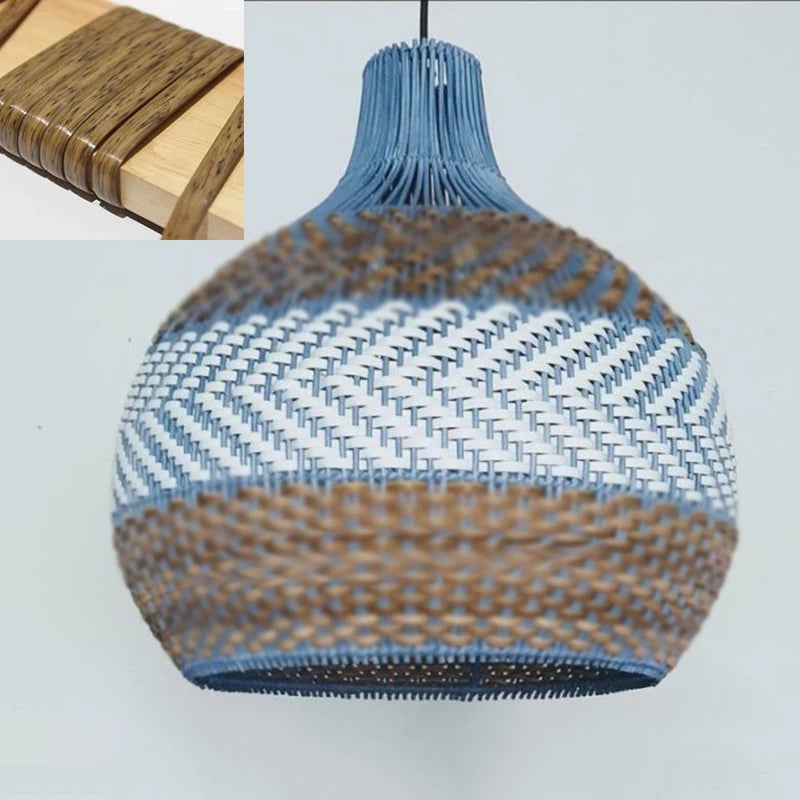 New Rattan Pendant Lights Creative Color Matching Rattan Lamp Chinese Style Luminaire for Dining Room Restaurant Suspension Lamp