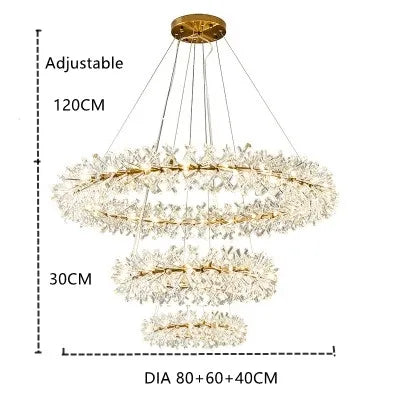Modern lustre Flower Crystal Chandelier Nordic Luxury Hanging Lamp Indoor Lighting Home Decor For Living Room Bedroom Restaurant