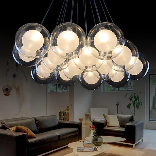 Glass Modern LED Ball Bubble Hanging Lamp