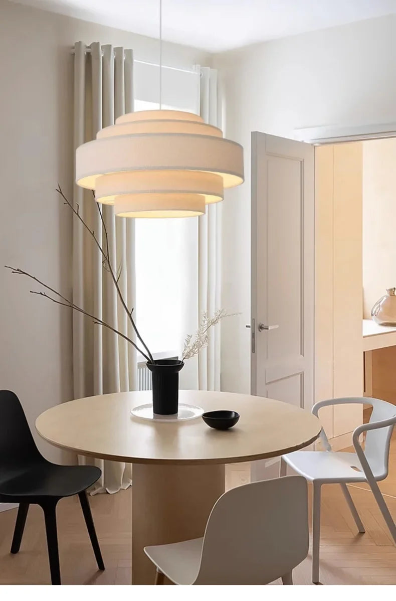 Nordic Fabric Pendant Light Wabi Sabi Led Chandelier for Living Room Bedroom Home Decor White cloth Pendant lamp