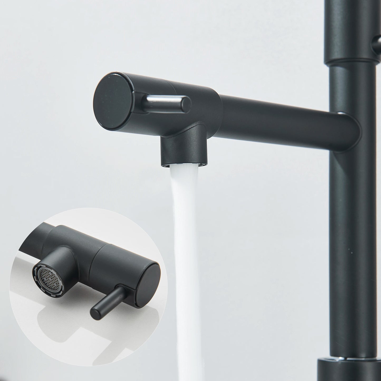 Matte Black Removable Gourmet Kitchen Faucet Double Spout Rotatable Deck Mount Single Handle Cold Hot Water Mixer Kitchen Crane