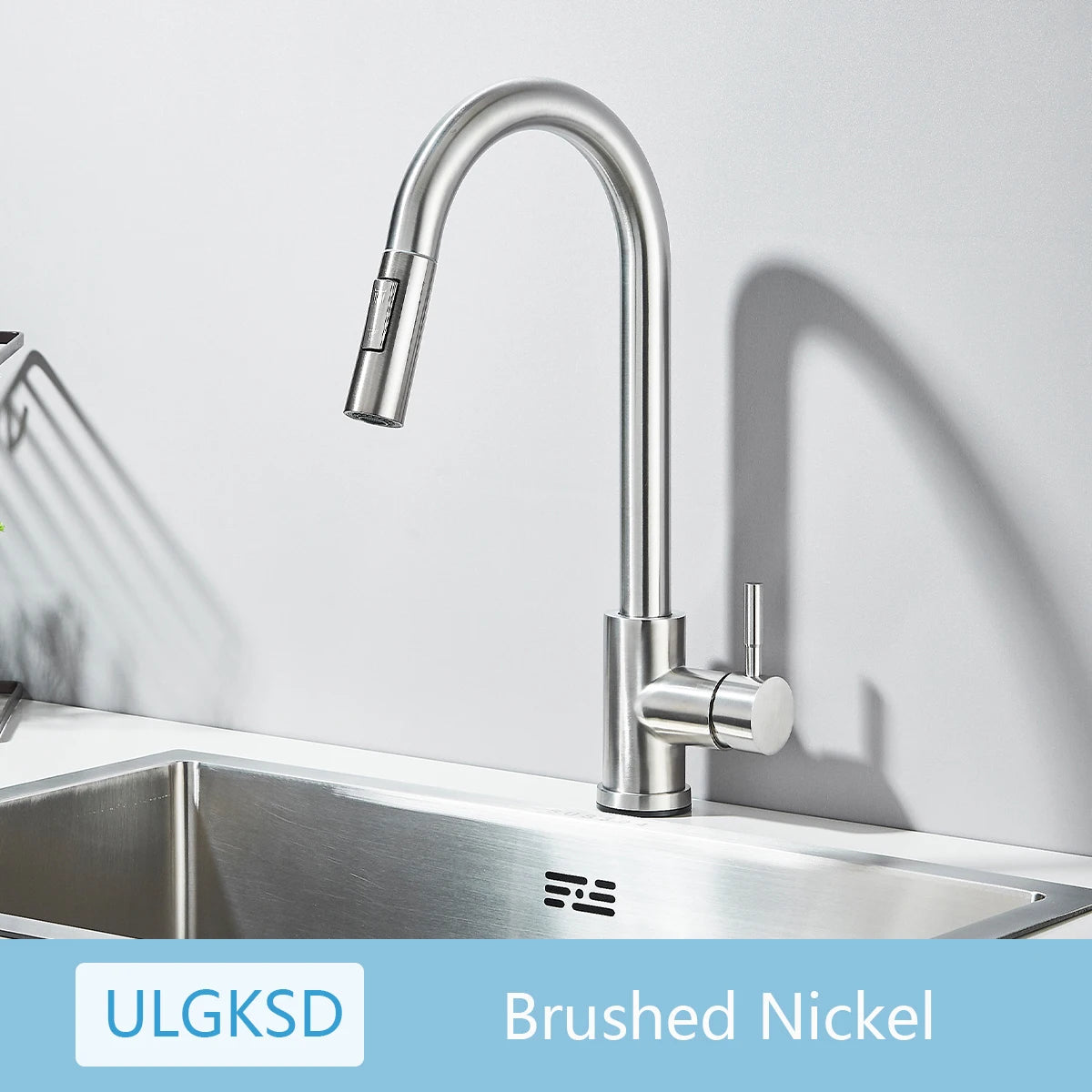 ULGKSD Kitchen Faucet Pull Out 2 Modes Stream Spray Hot And Cold Water Mixer 360 Rotate Single Handle Deck Mounted Crane Tap
