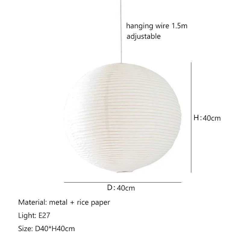 Round Rice Paper LED Pendant Lights