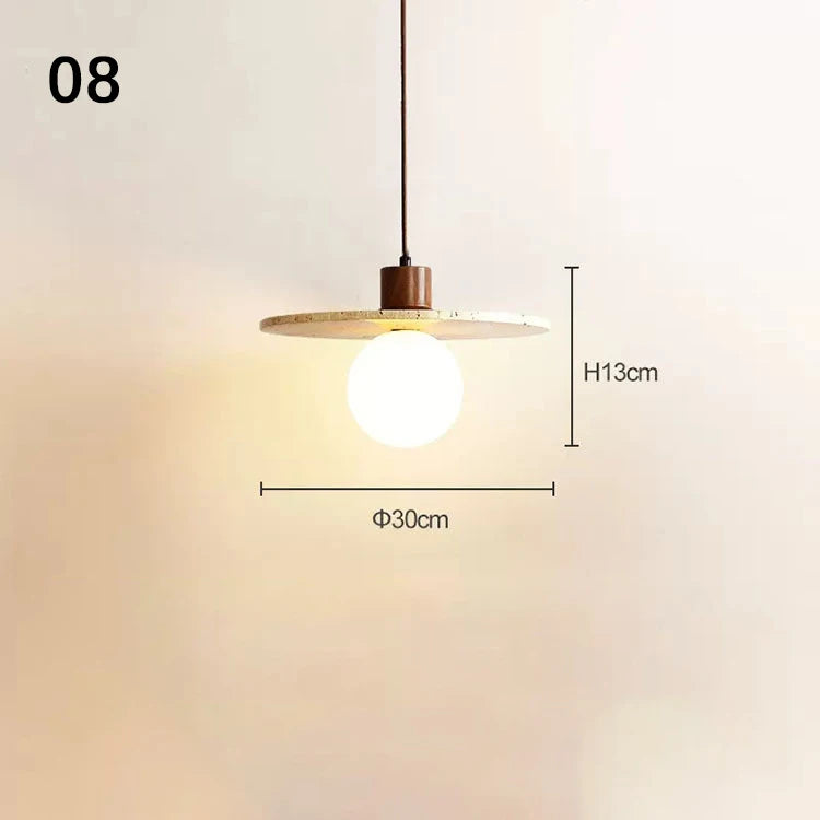 SANDYHA Retro Yellow Hole Stone Bedside Small Pendant Lamp Creative Designer Led Lighting for Bedroom Dining Room Lustre Decor