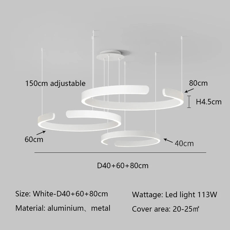 Modern Minimalist Semicircular Ring Led Chandelier For Lighting Living Dining Room Pendant Light Bedroom Hanging Lamp Luminarias