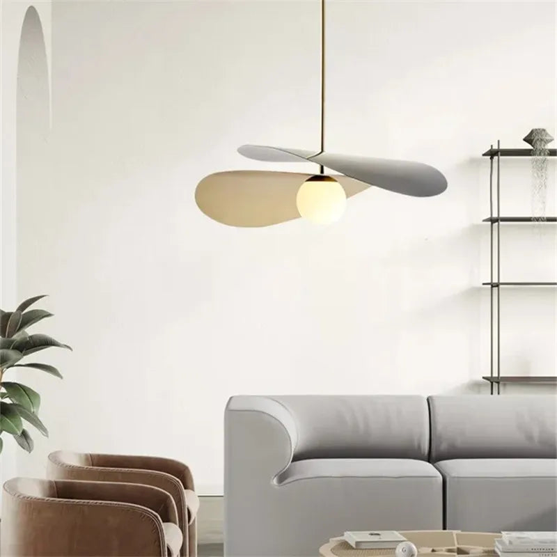 Olivia Pendant lamp French Designer Lotus Leaf Lamp loft Dining Room office table lamp Metal Bar cloth Shop Suspension hat lamp