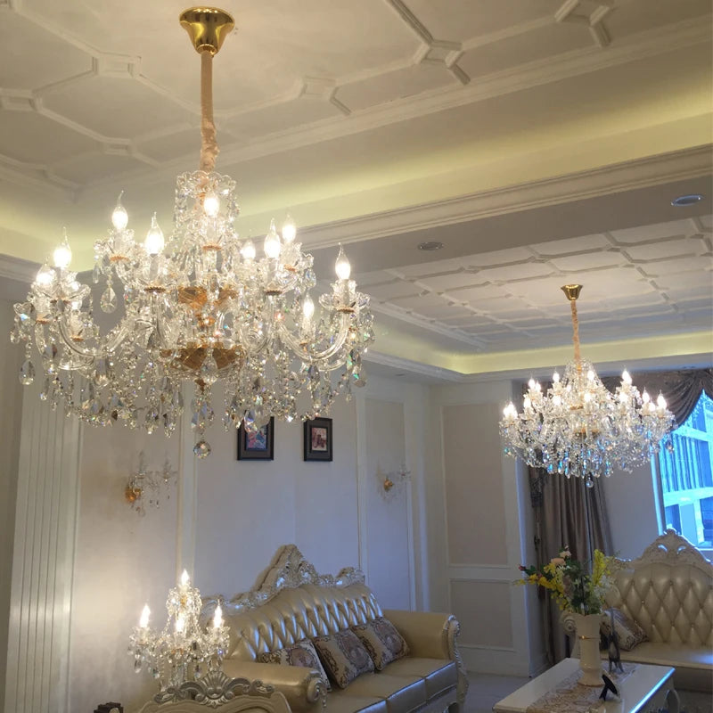 Luxury European Led Crystal Pendant Lights Living Room Lighting Decorate Chandelier Indoor Hotel Villa Hanging Lights Fixture