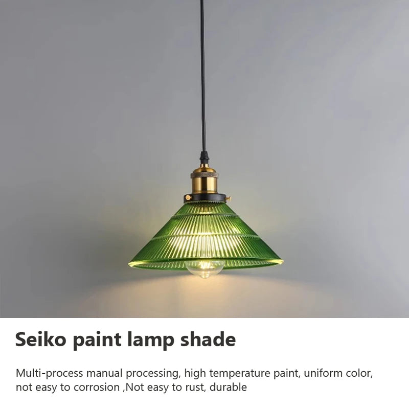 Suspension Green Stripe Glass Chandelier