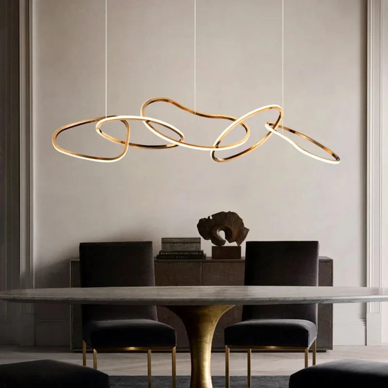 Modern Rings Pendant Lights Black&Golden for Living Dining Room Bedroom Ceiling Chandelier Lamps Indoor Hanging Lighting Fixture