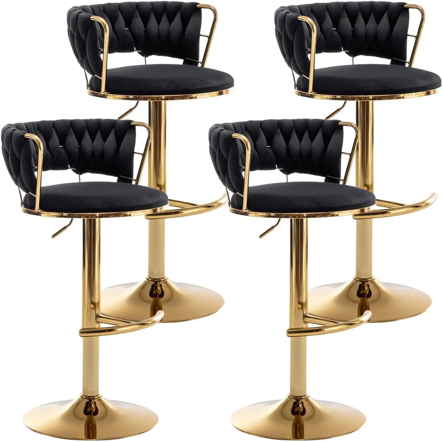 Velvet Low Back Bar Stools Set of 4 Counter Height Bar Stools