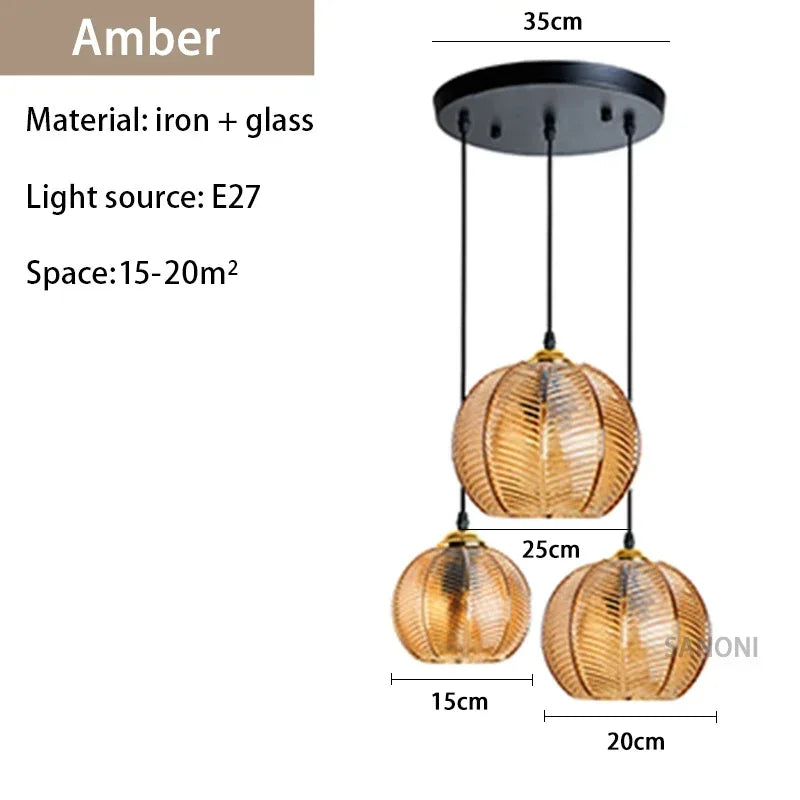 Nordic Modern Striped Glass Chandelier