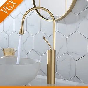 VGX Bathroom Faucets High Basin Mixer Sink Tall Faucet Gourmet Washbasin Taps Water Tap Hot Cold 360 Tapware Crane Brass Black