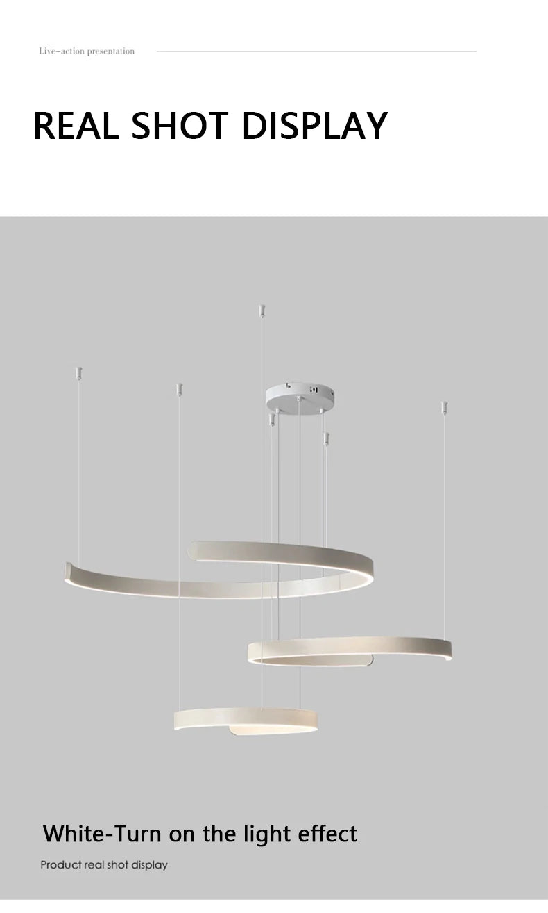 Modern Minimalist Semicircular Ring Led Chandelier For Lighting Living Dining Room Pendant Light Bedroom Hanging Lamp Luminarias