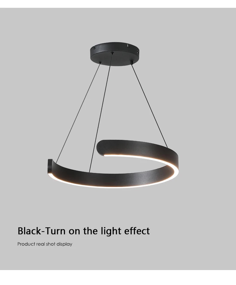 Modern Minimalist Semicircular Ring Led Chandelier For Lighting Living Dining Room Pendant Light Bedroom Hanging Lamp Luminarias
