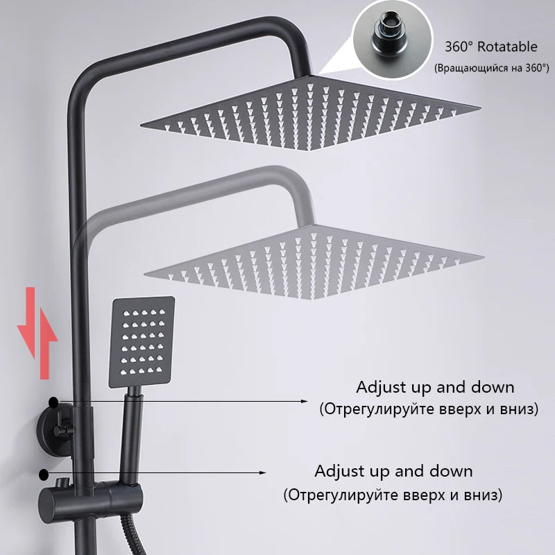 OXG Shower Faucet Bathroom Rain Shower Faucet Set With Digital Display,Rain Shower Column,Bidet Faucet 25C/30CM Watering Can