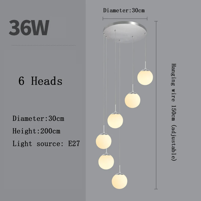 Stairs Modern Nordic Chandelier Loft Duplex Living Room Hotel Lobby Long Chandelier Home Decorative Lighting