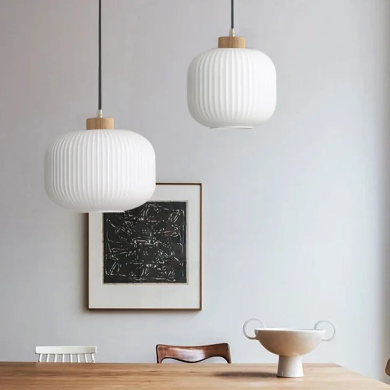 Japanese Wabi Sabi Style White Glass Lamp