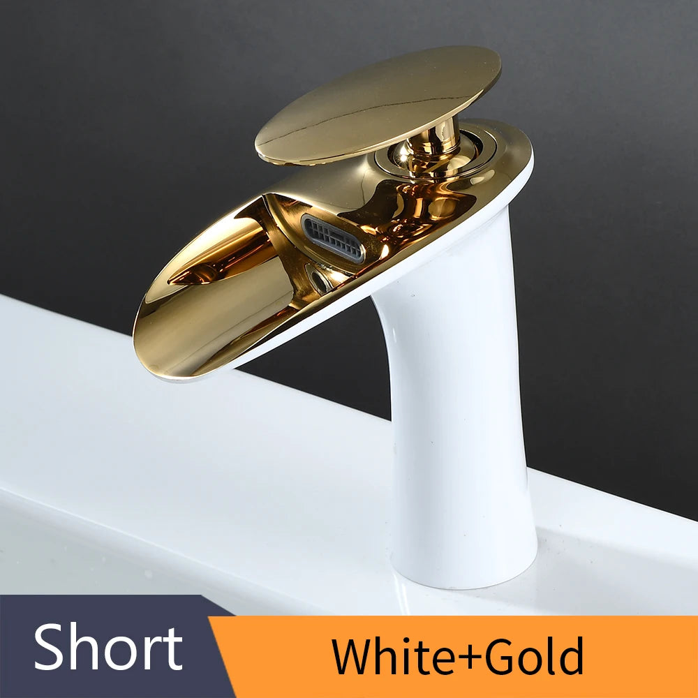 Gold Basin Faucets Waterfall Bathroom Faucet Single handle Basin Mixer Tap Bath Faucet Brass Sink Water Crane Silver 855923